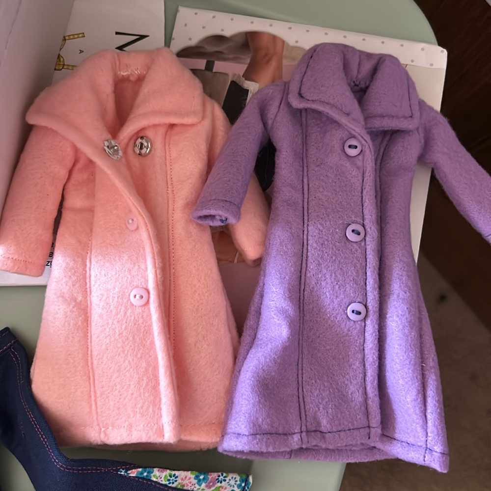 Two new felt coats for Barbie.